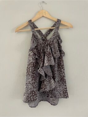 Naked Zebra Gray & Brown Ruffle Animal-Print Tank